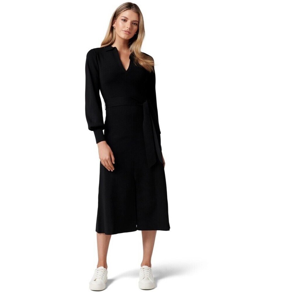 Ever New Olivia Fit And Flare Knit Belted Dress In Black Size 4 NWT